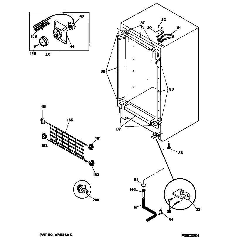 GE FUM21SAARWH cabinet diagram