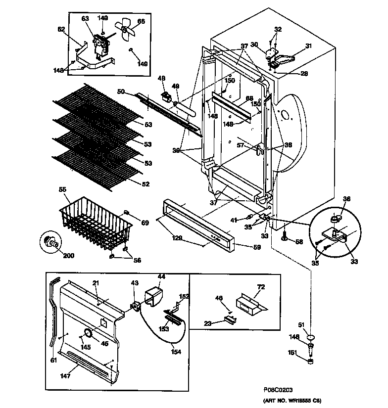 GE FUG17DACRWH cabinet diagram