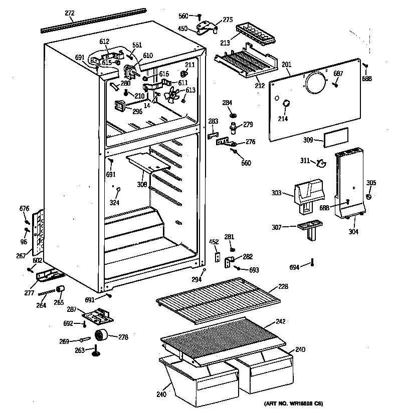 GE TBZ16SACDRWW cabinet diagram
