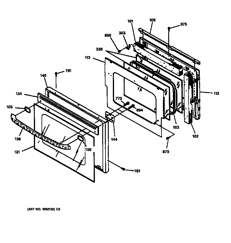 GE JKS05BA2BB door diagram