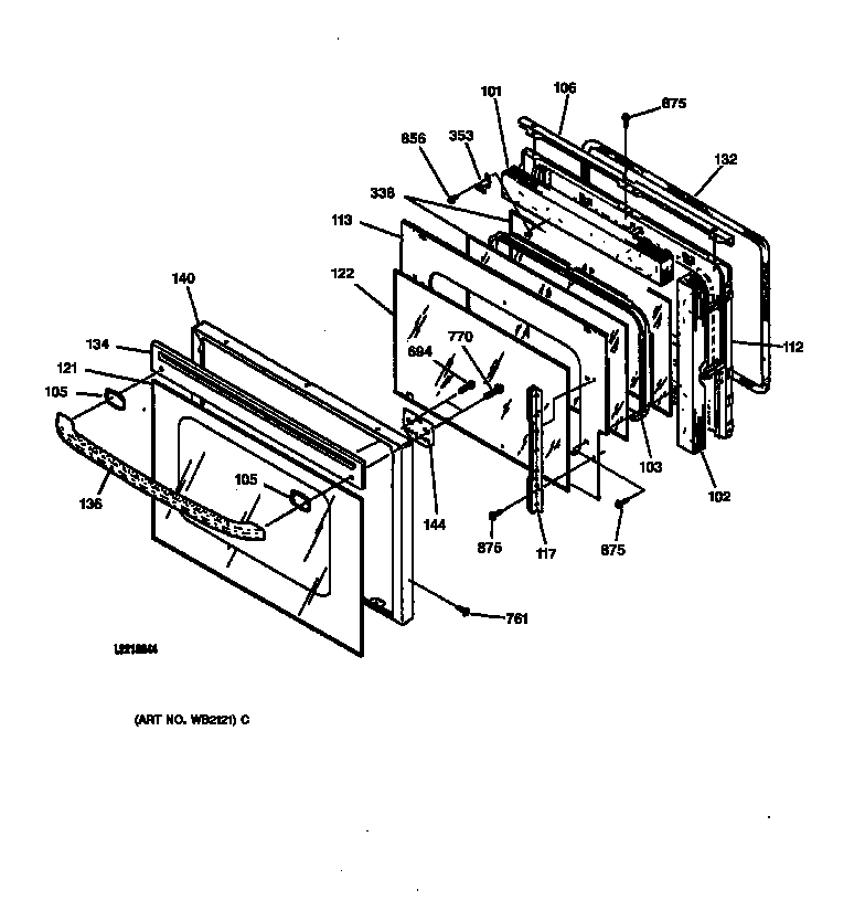 GE JKP27BA2BB upper door diagram