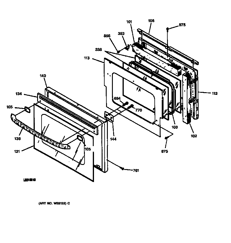 GE JKP27BA2BB lower door diagram