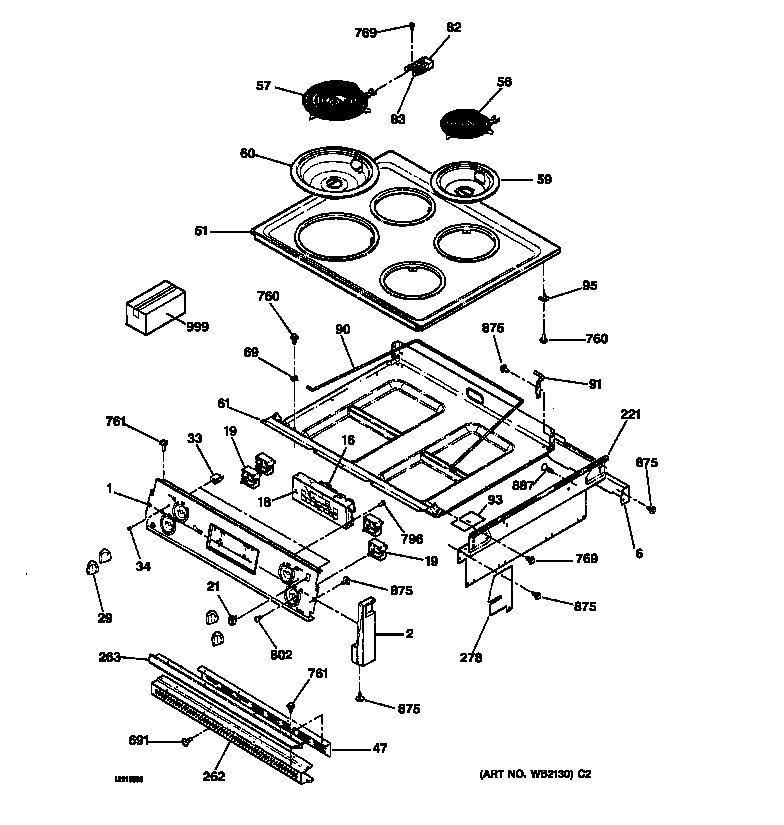 GE JMP28BA2WH control panel & cooktop diagram