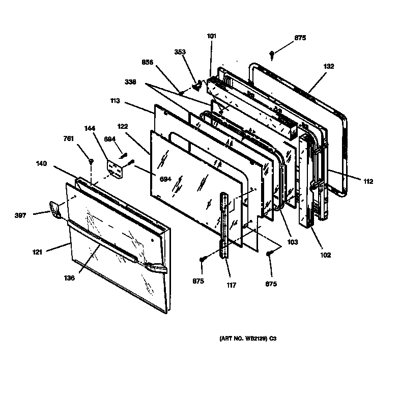 GE JMP28BA2WH door diagram