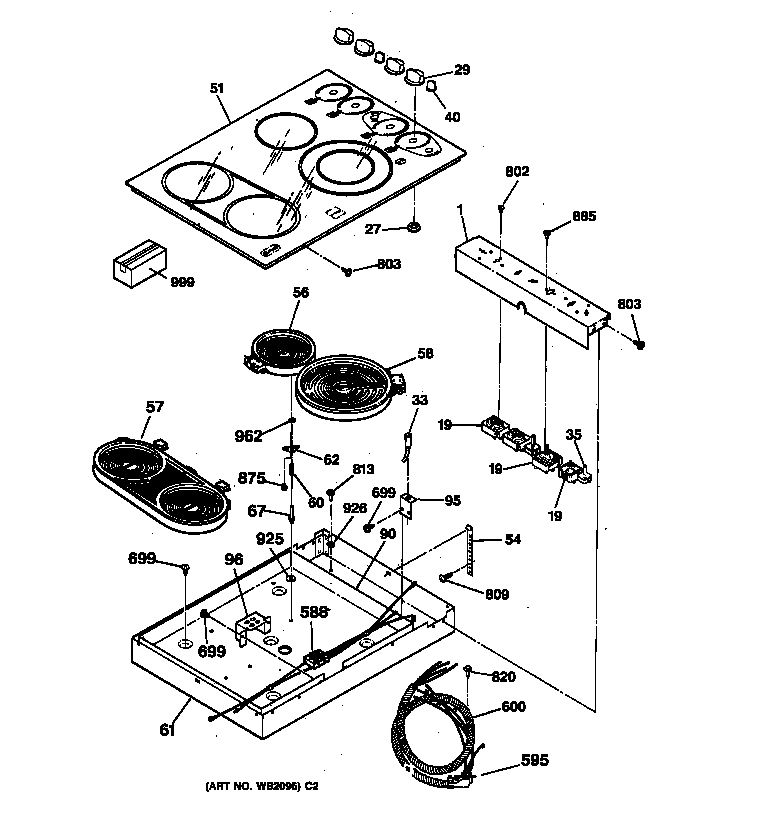 GE JCP930SA2SS cooktop diagram
