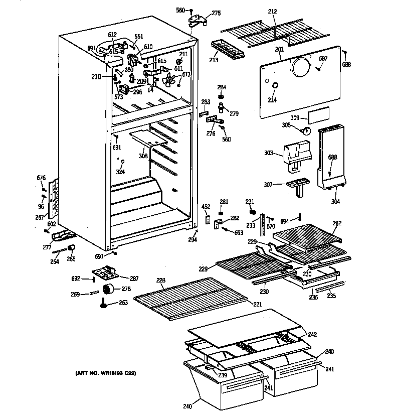 GE TBT18SABNRAA cabinet diagram