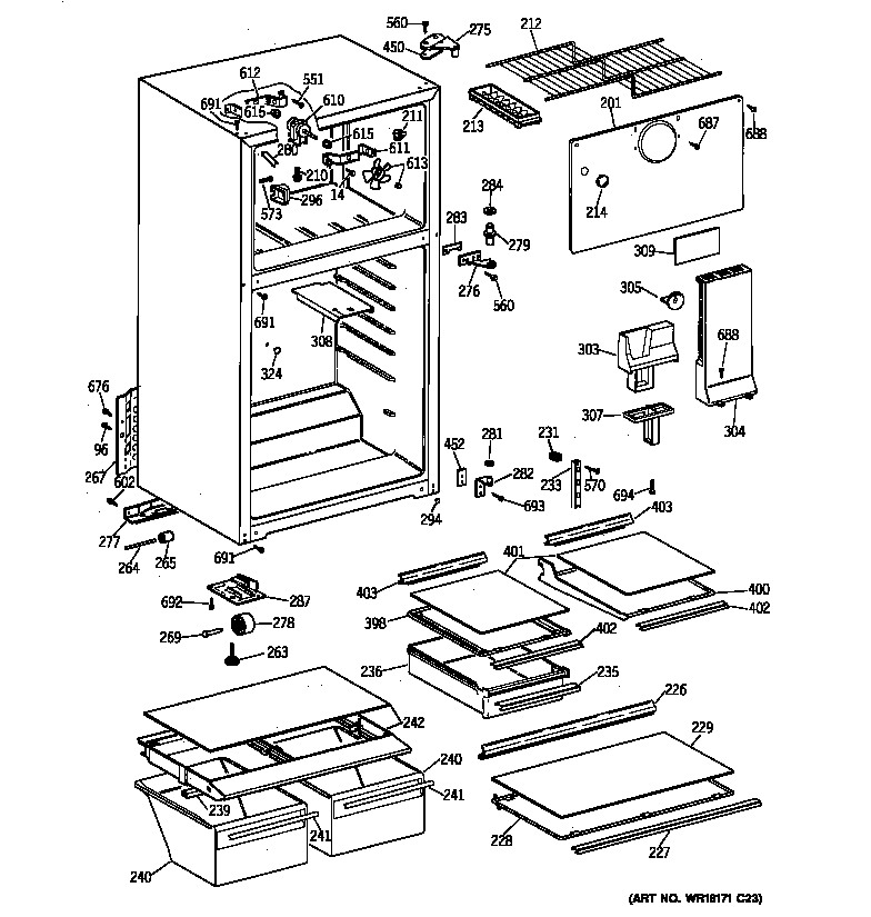 GE TBT14NABRRAA cabinet diagram
