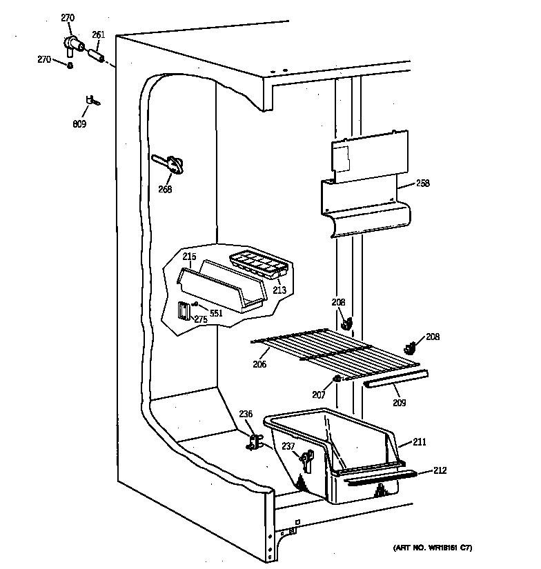 GE TFX20JABEWW freezer section diagram