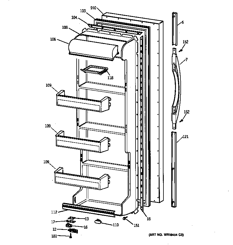 GE TFX20SABEAA fresh food door diagram
