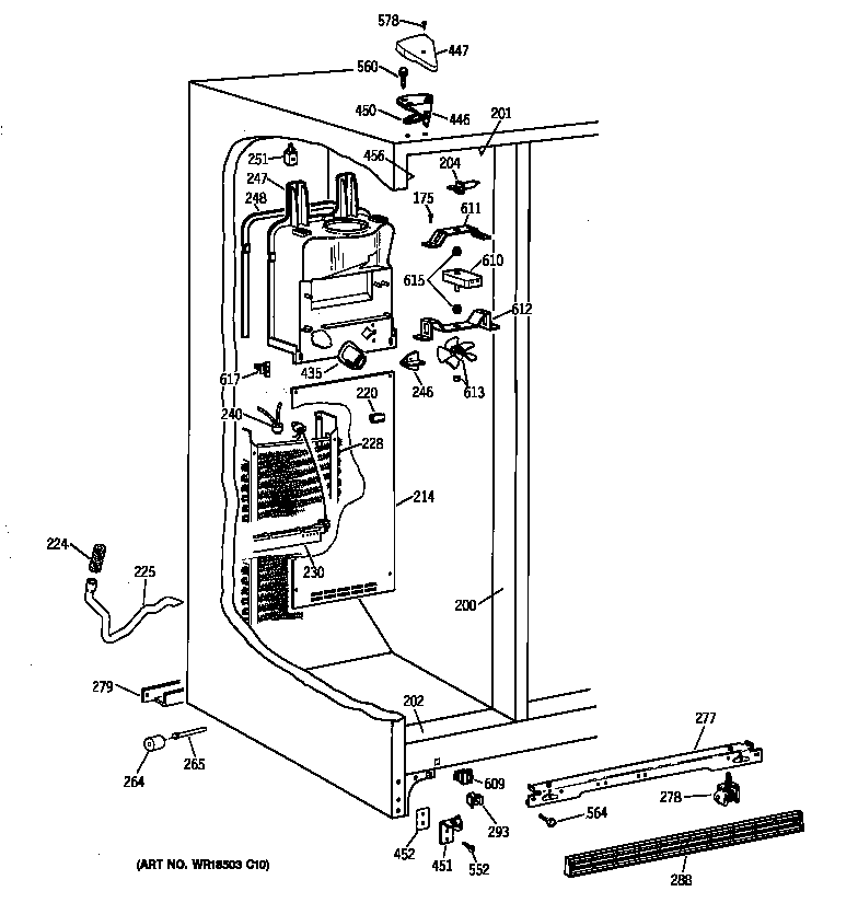 GE TFX20SABEAA freezer section diagram