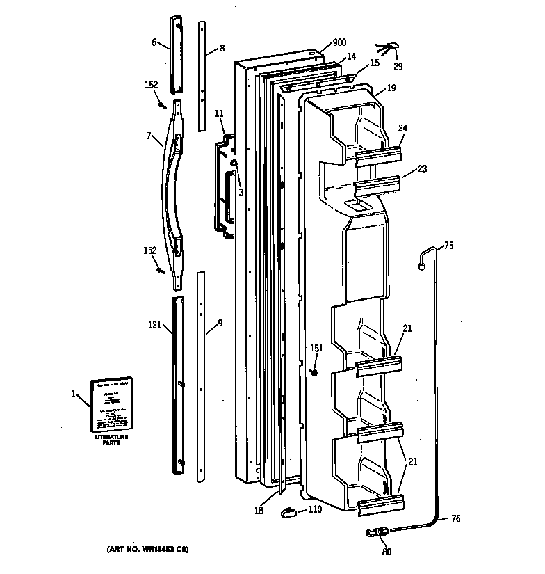 GE TFX22CRBEWW freezer door diagram