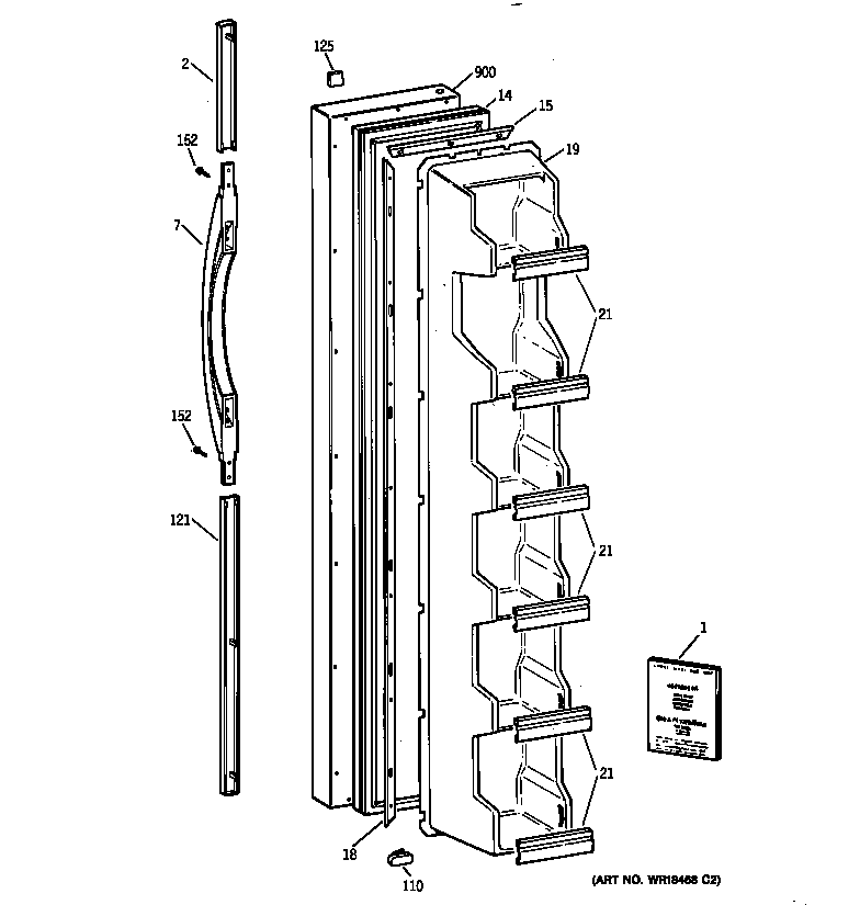GE TFX22JABEAA freezer door diagram