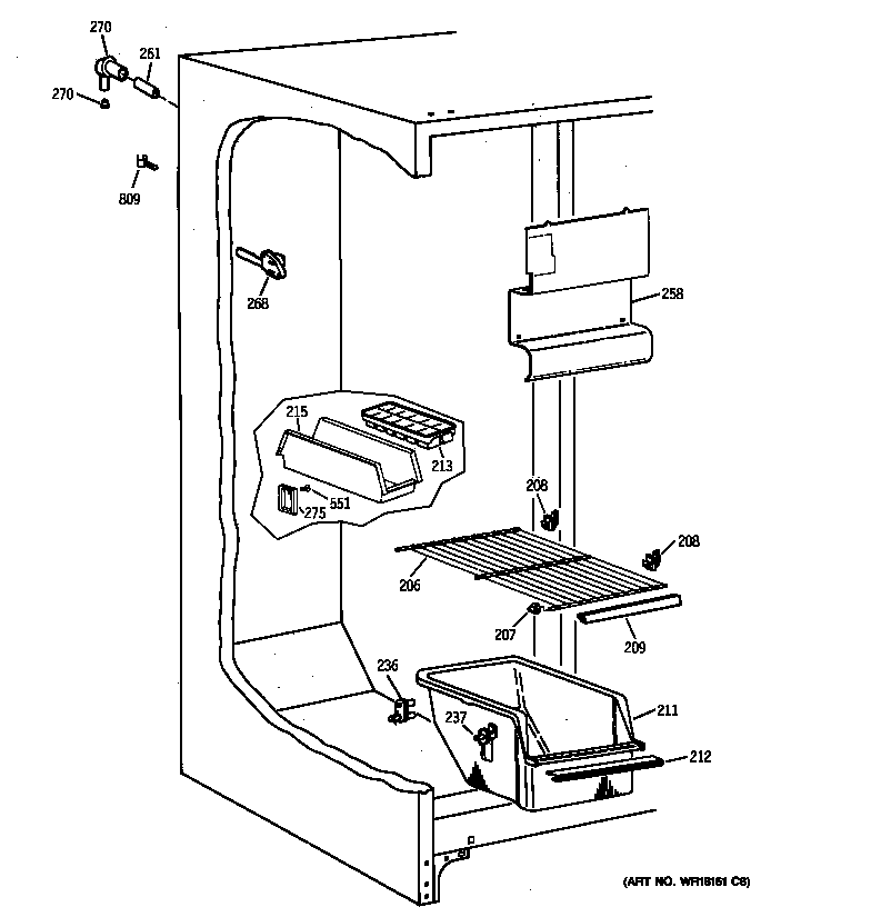 GE TFX22JABEAA freezer section diagram