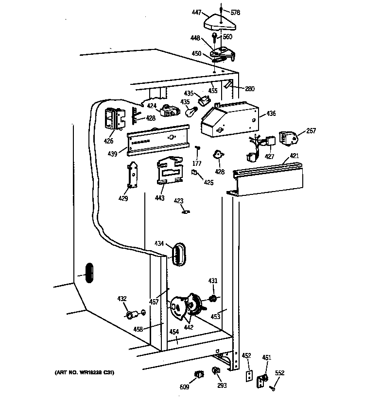 GE TFX22JABEAA fresh food section diagram