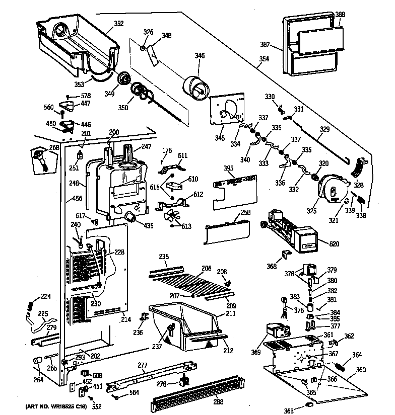 GE TFX22QRCEAA freezer section diagram