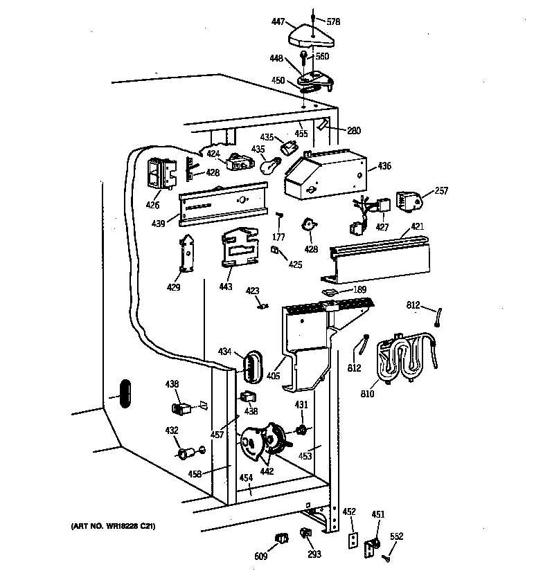 GE TFX25ARBEWW fresh food section diagram