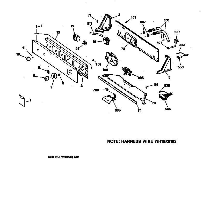 GE S2200Y0WW controls & backsplash diagram