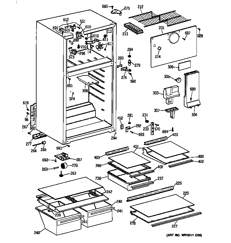 Hotpoint CTX17KABSRAA cabinet diagram