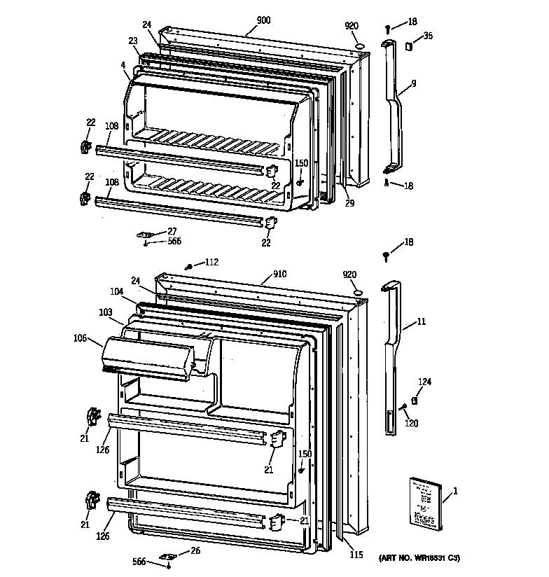 Hotpoint CTX16CABSRWW doors diagram
