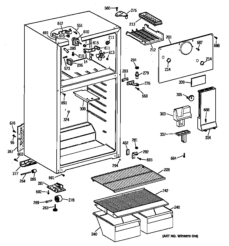 Hotpoint CTX16CYBSLWW cabinet diagram