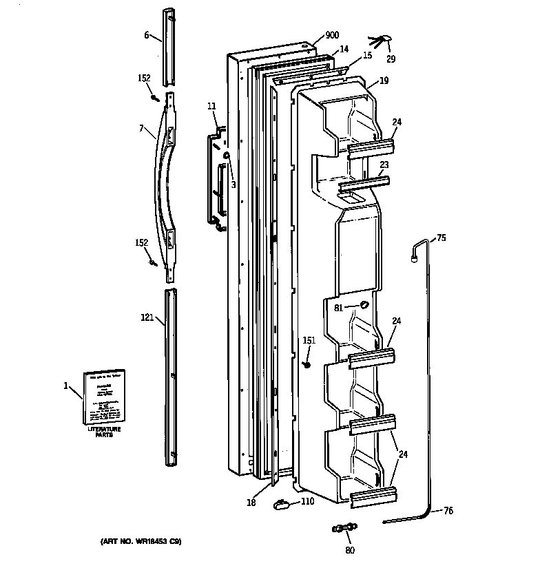 Kenmore 36359527994 freezer door diagram