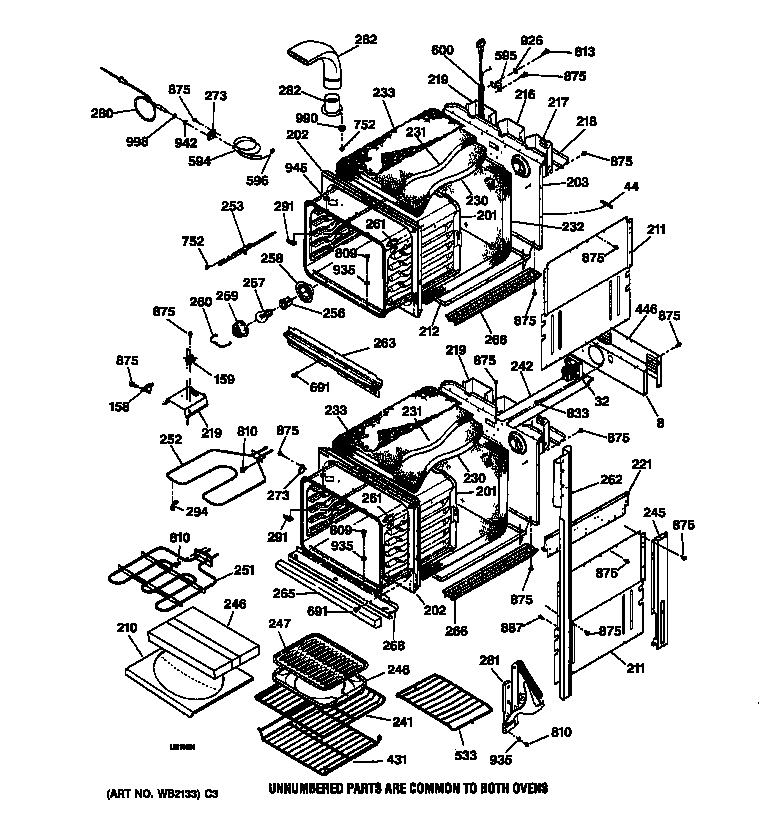 GE JK950BA2BB body parts diagram