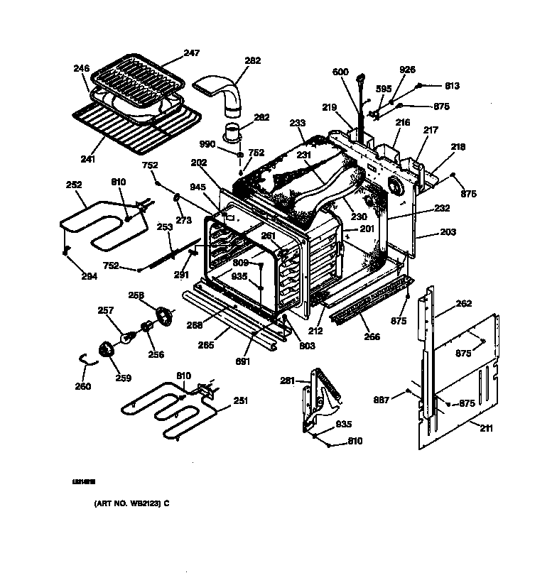 GE JCKP15BA2BB body parts diagram