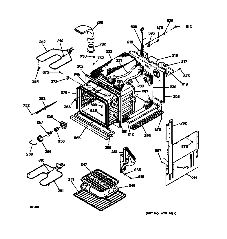 GE JCKS05BA2BB body parts diagram