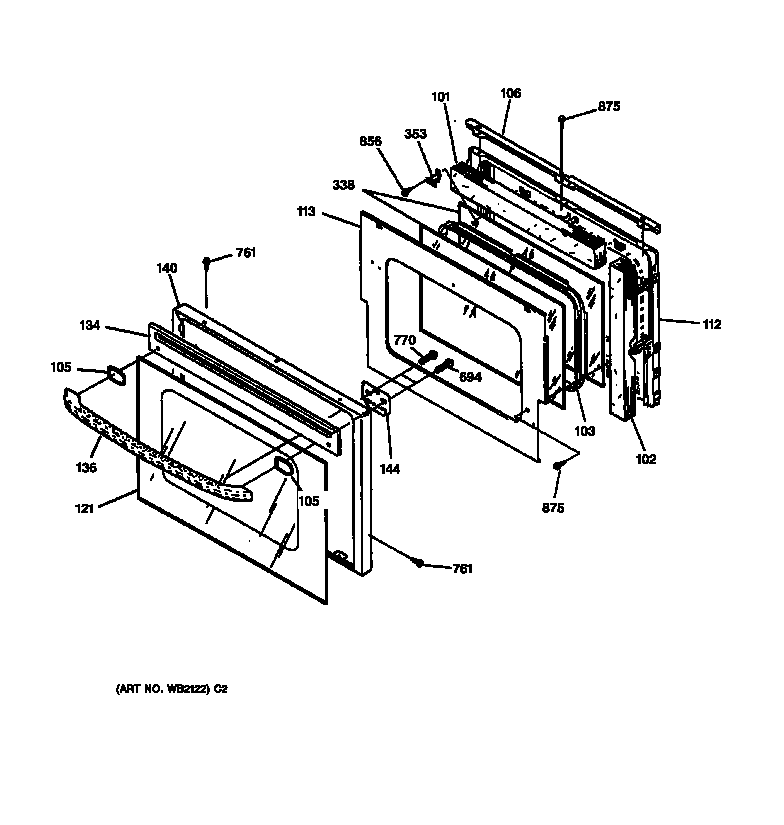 GE JCKS05BA2BB door diagram