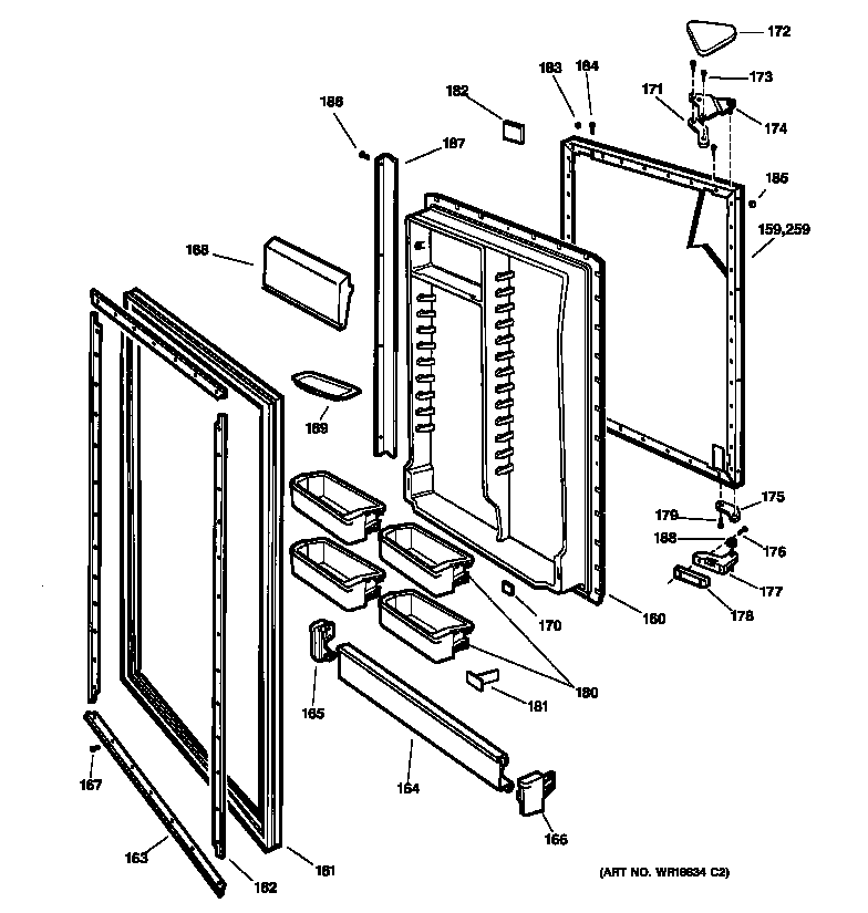 GE TCX18IACBRWW fresh food door diagram