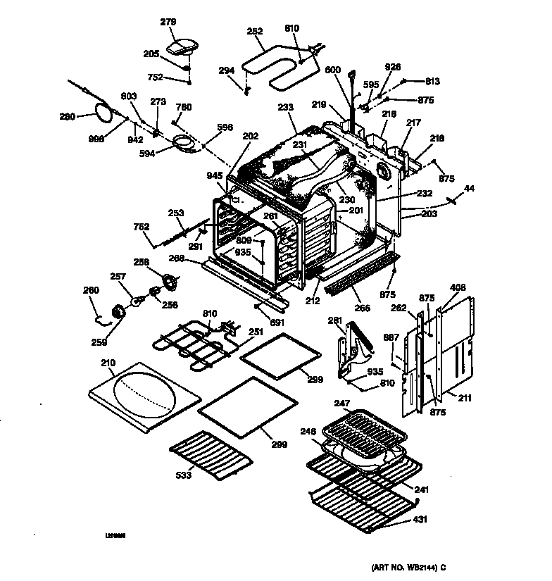GE ZEK737WA2WW body parts diagram