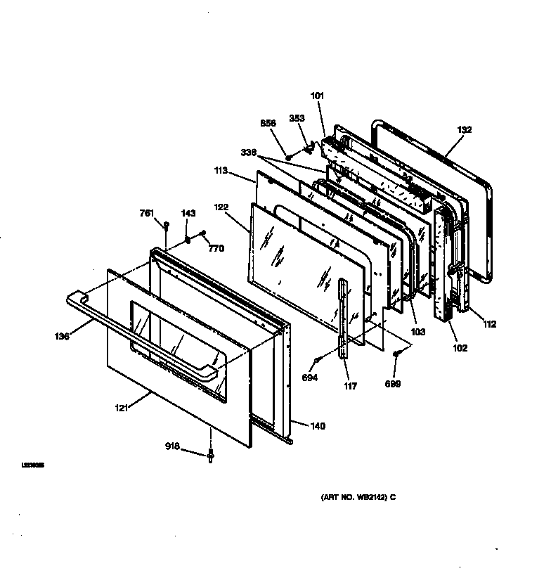 GE ZEK737WA2WW door diagram