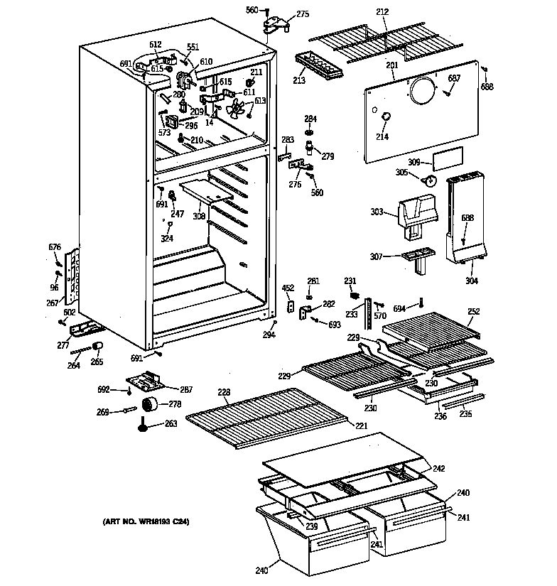 GE TBX18TABNRAA cabinet diagram