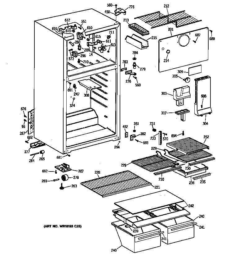 GE TBX14DABNRWW cabinet diagram