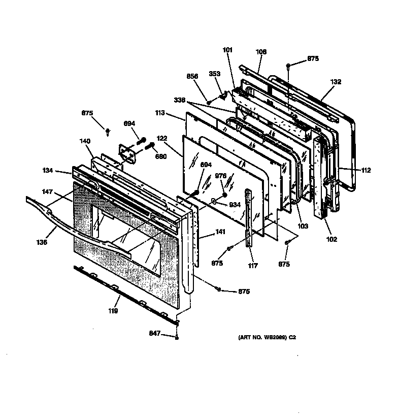 GE JCT910SY1SS door diagram