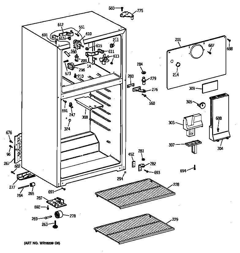 GE TBX18LYBNRWW cabinet diagram