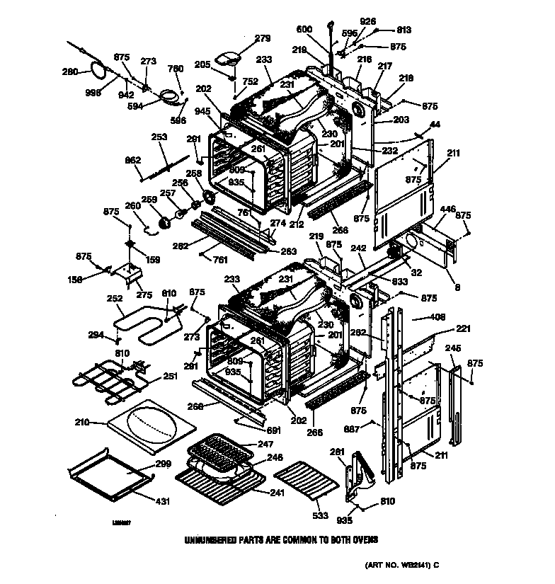 GE ZEK757BA2BB body parts diagram