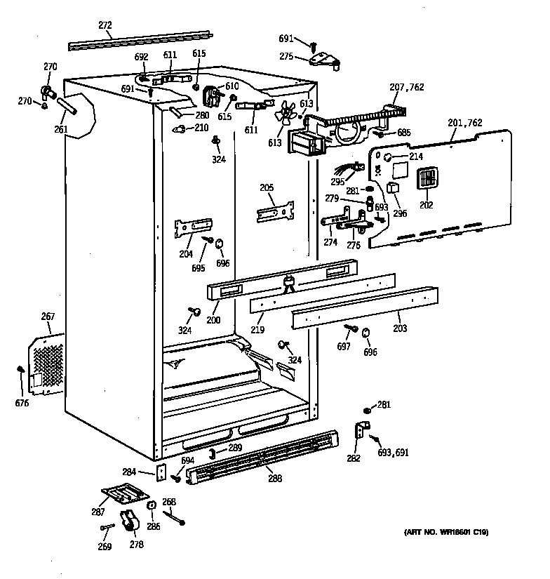 GE TBG18JABURAA cabinet diagram