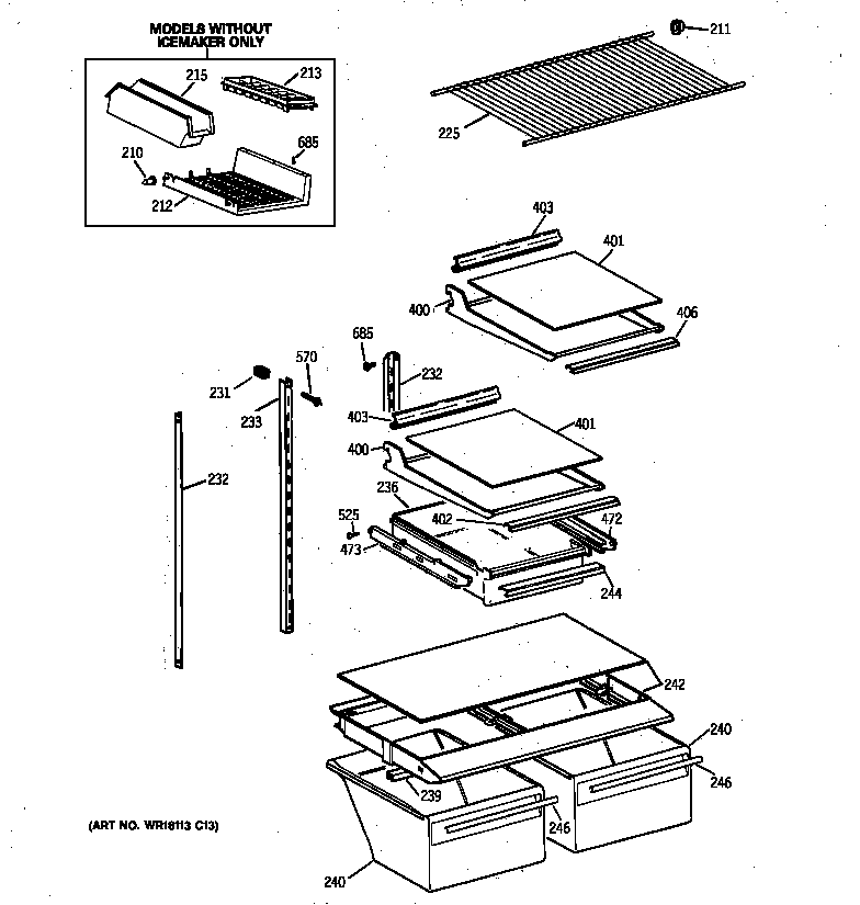 GE TBG18JABURAA shelf parts diagram