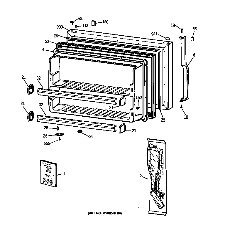 GE TBG21IABURWW freezer door diagram