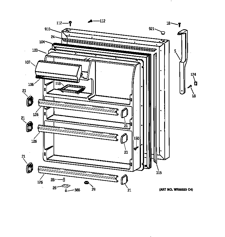 GE TBG21IABURWW fresh food door diagram