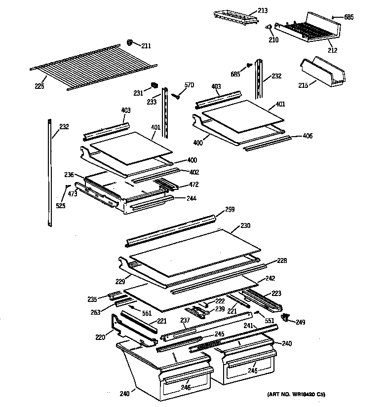 GE TBG21IABURWW shelf parts diagram