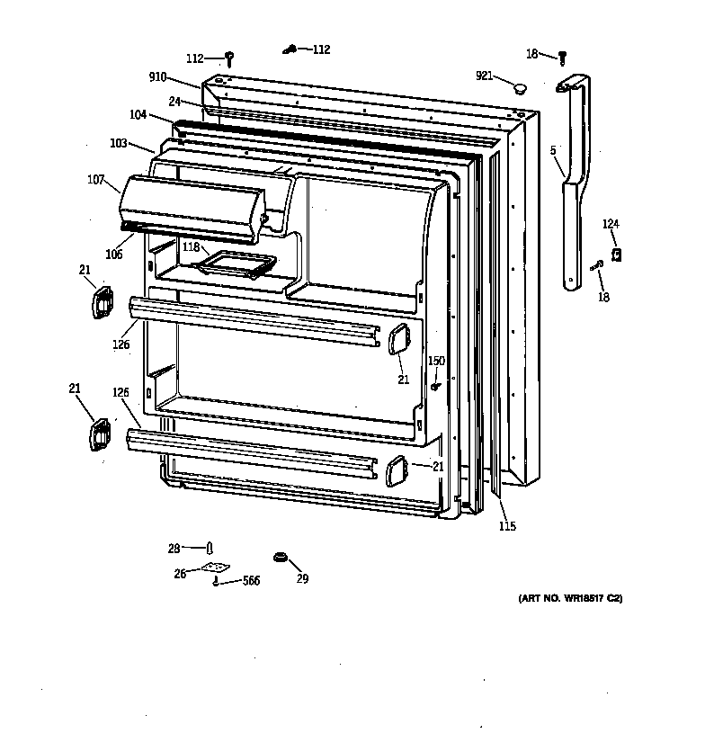 GE TBG18IABURAA fresh food door diagram