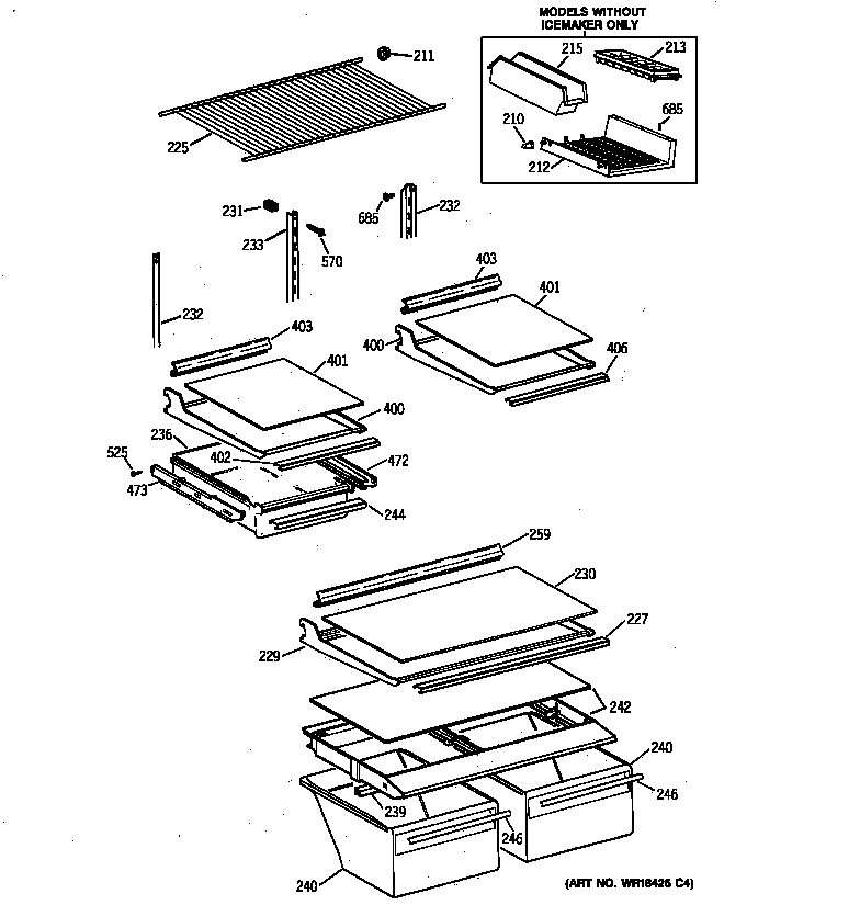 GE TBG18IABURAA shelf parts diagram