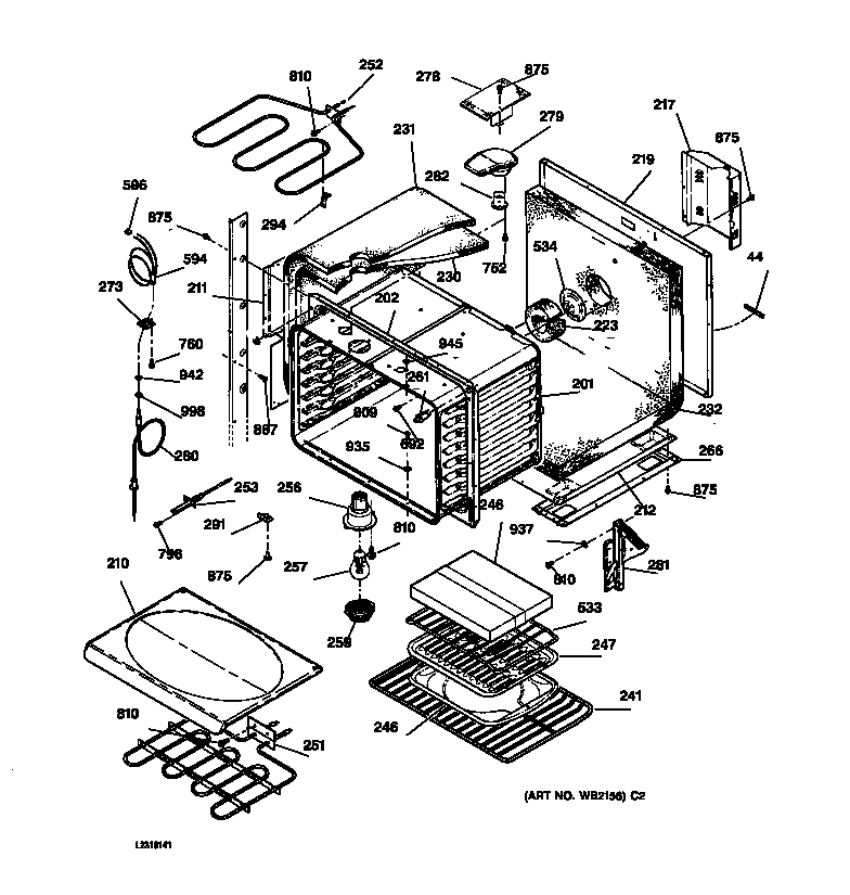 GE JT950AA1AA upper body diagram
