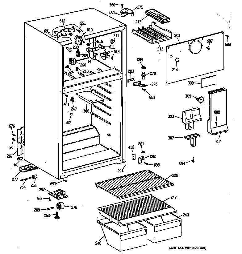 GE TBT18SABSRAA cabinet diagram