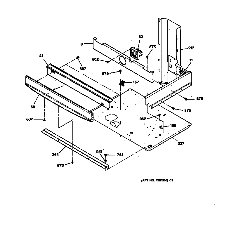GE JT950WA2WW center spacer diagram