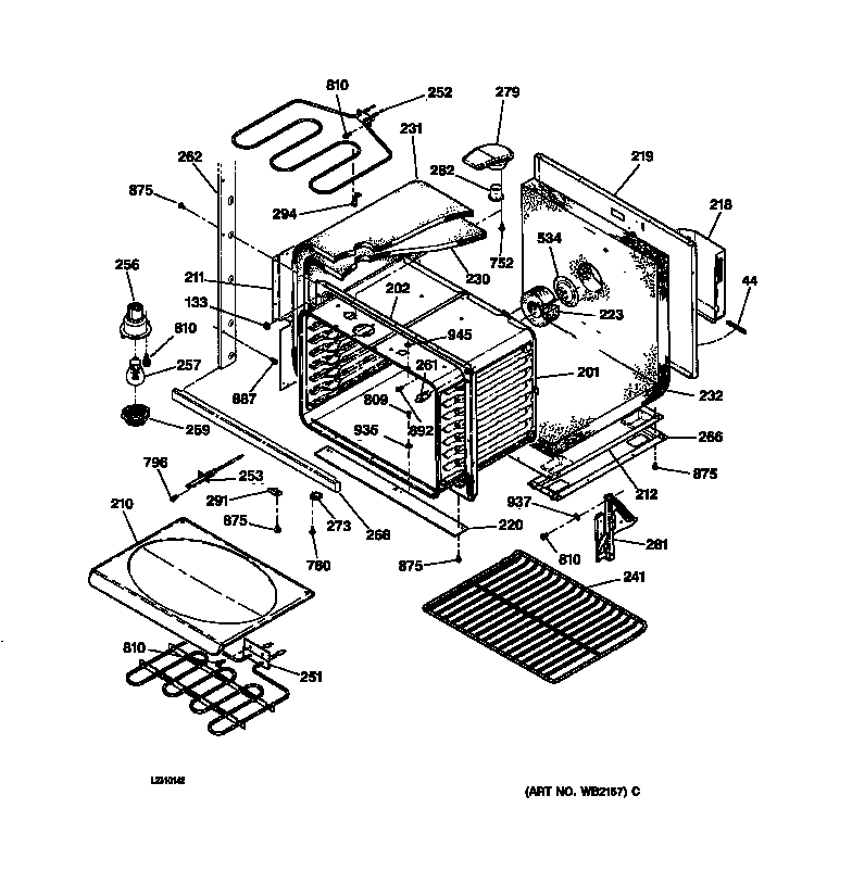 GE JT950WA2WW lower body diagram