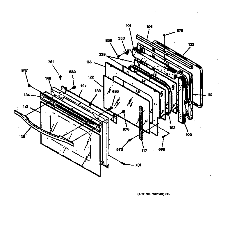GE JT950WA2WW door diagram