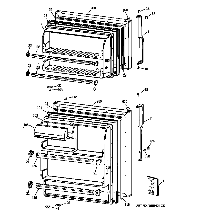 Hotpoint CTX16CABNLWW doors diagram